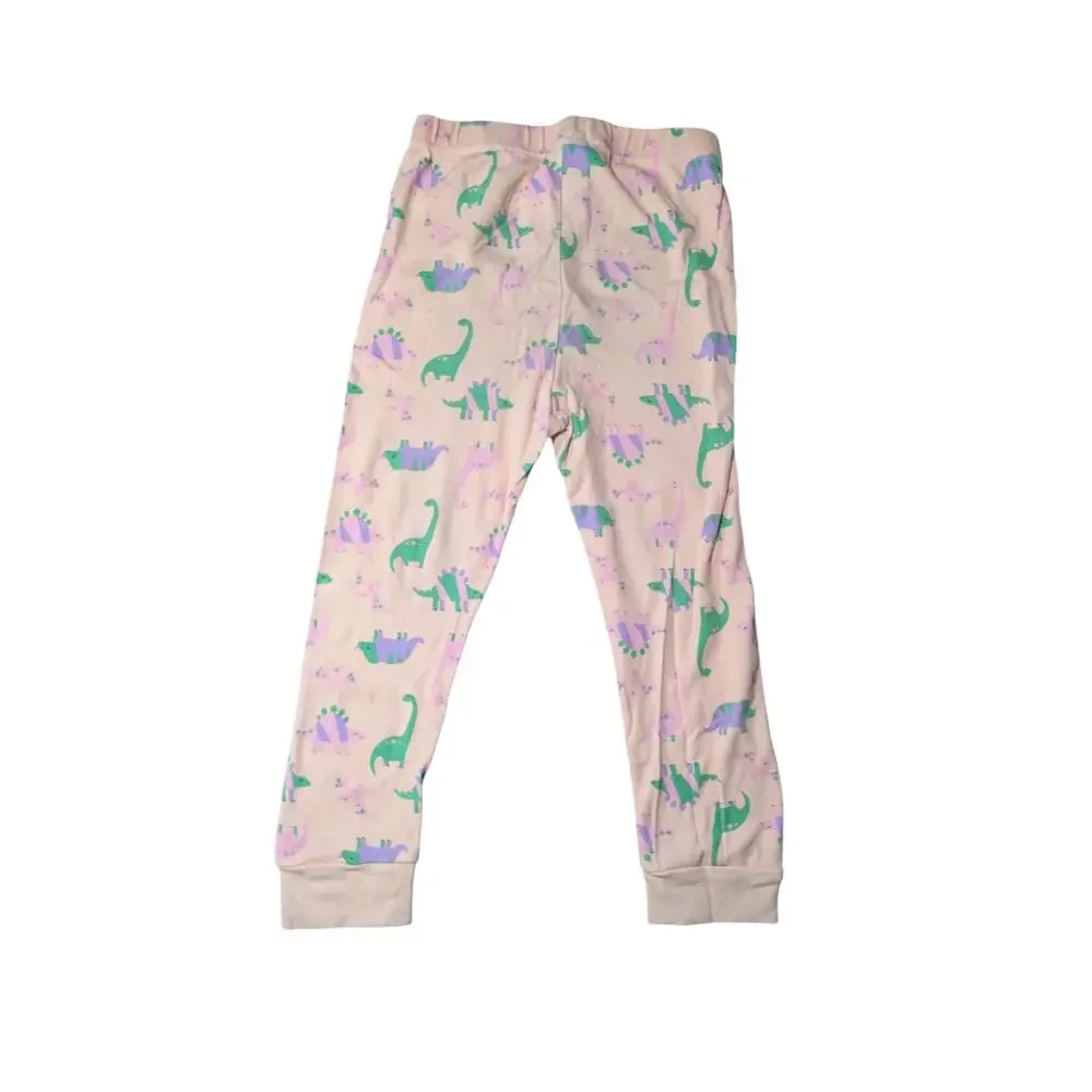 Wonder Nation-Pink Dinosaur Pajamas-Size 5T-Pink Dino Top-Multicolor Dino Bottom